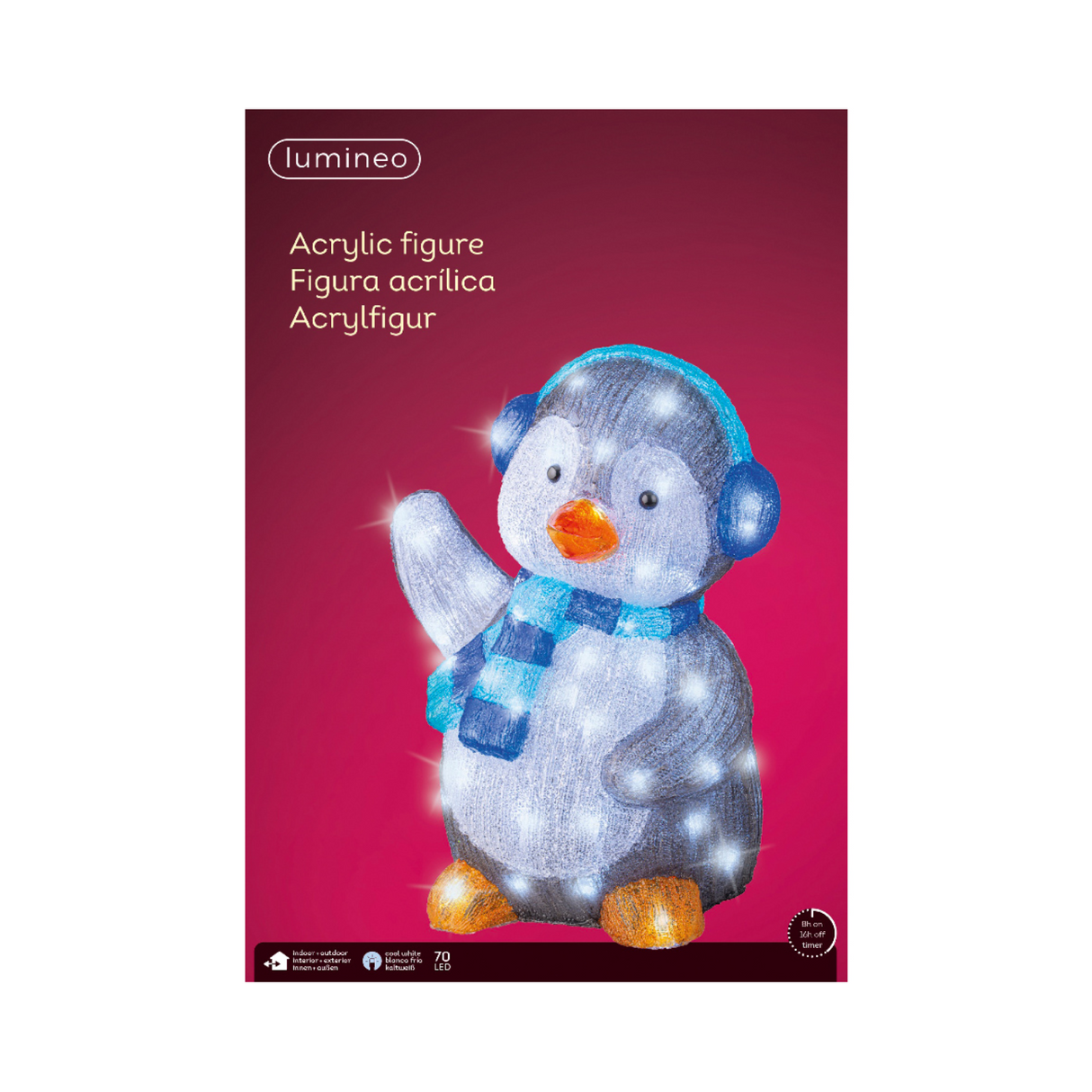 Lumineo 46cm Cool White LED Acrylic Penguin