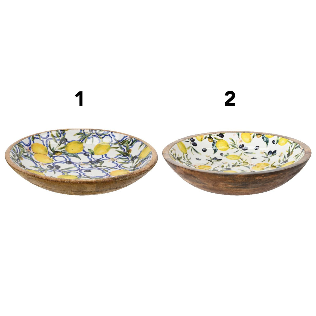 Decoris 30cm Lemon Mango Wood Large Bowl (Choice of 2)