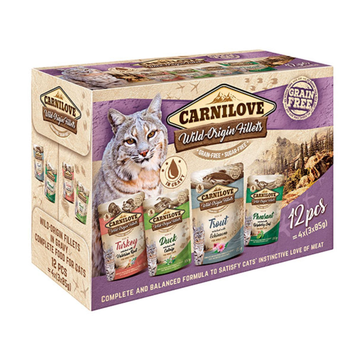 Carnilove 12 x 85g Wild Origins Filles Adult Cat Food Pouches in Jelly