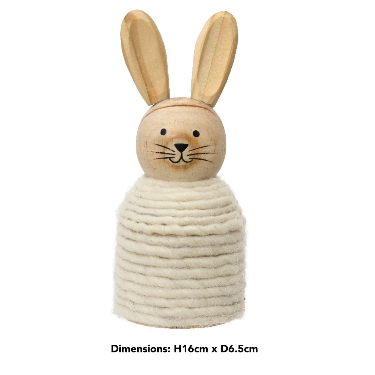 Decoris 16cm Wooden Bunny with Wool Rope Ornament