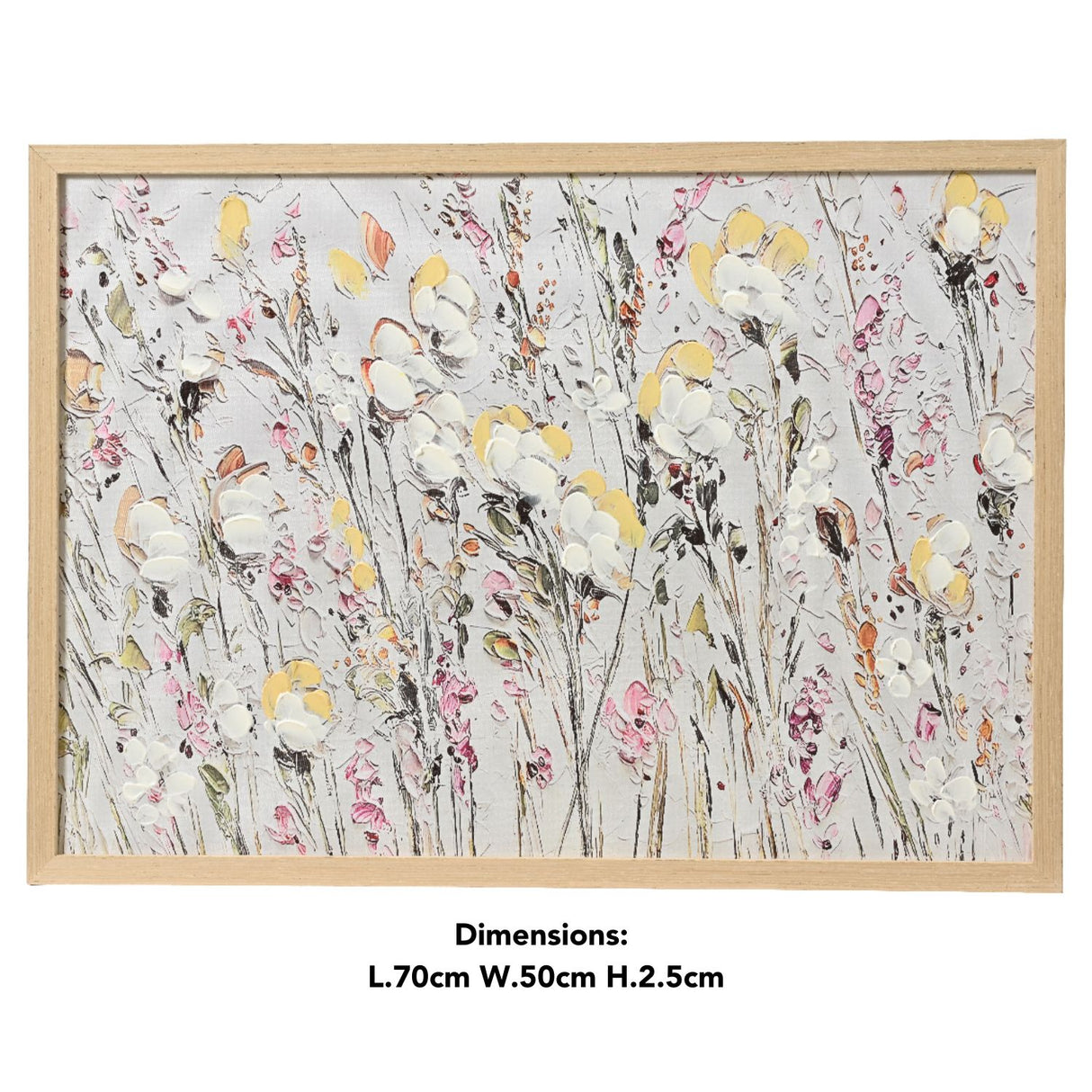 Decoris 70cm x 50cm Hand Painted Flower Canvas Painting