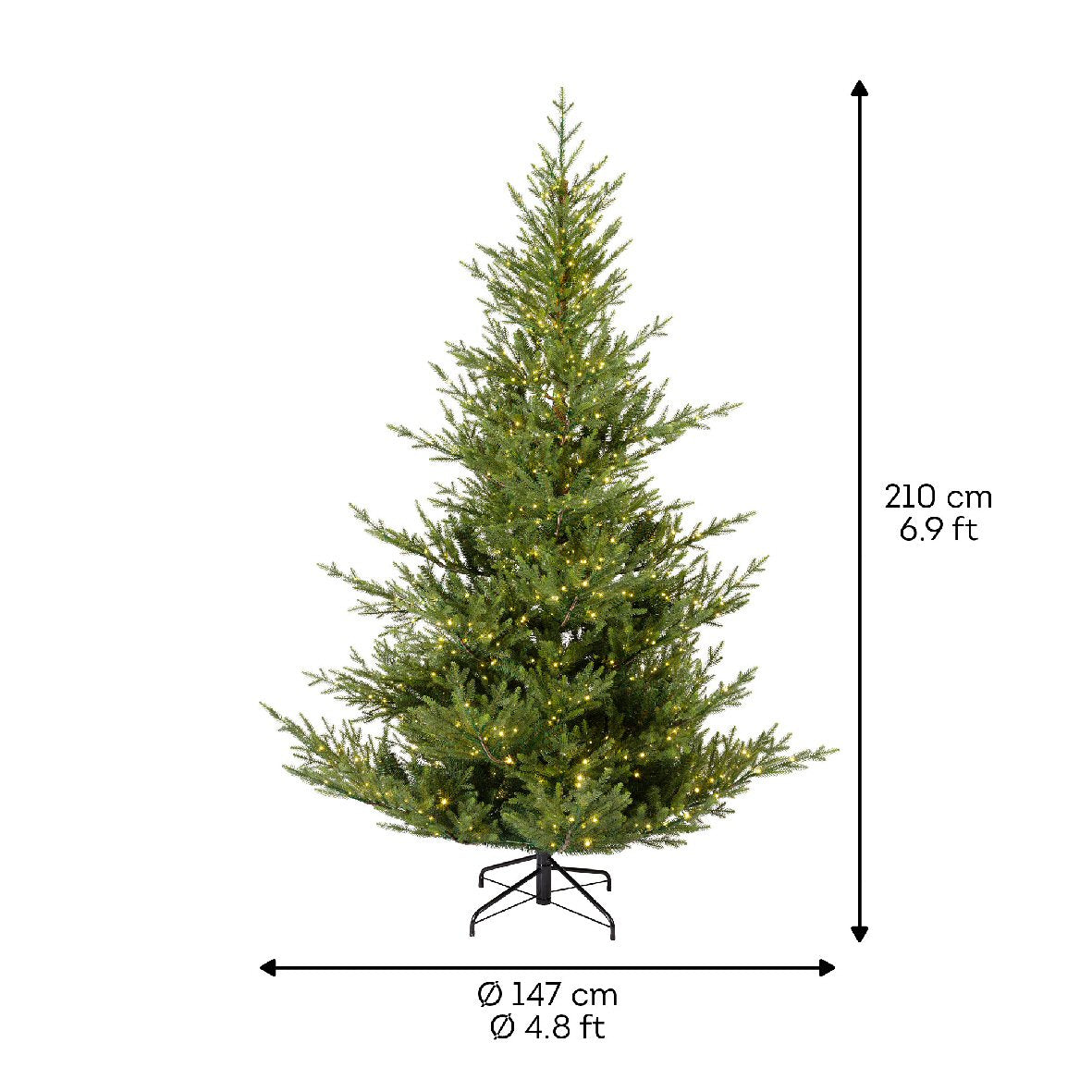 Everlands 2.1m (7ft) Norway Spruce Pre-Lit Artificial Christmas Tree