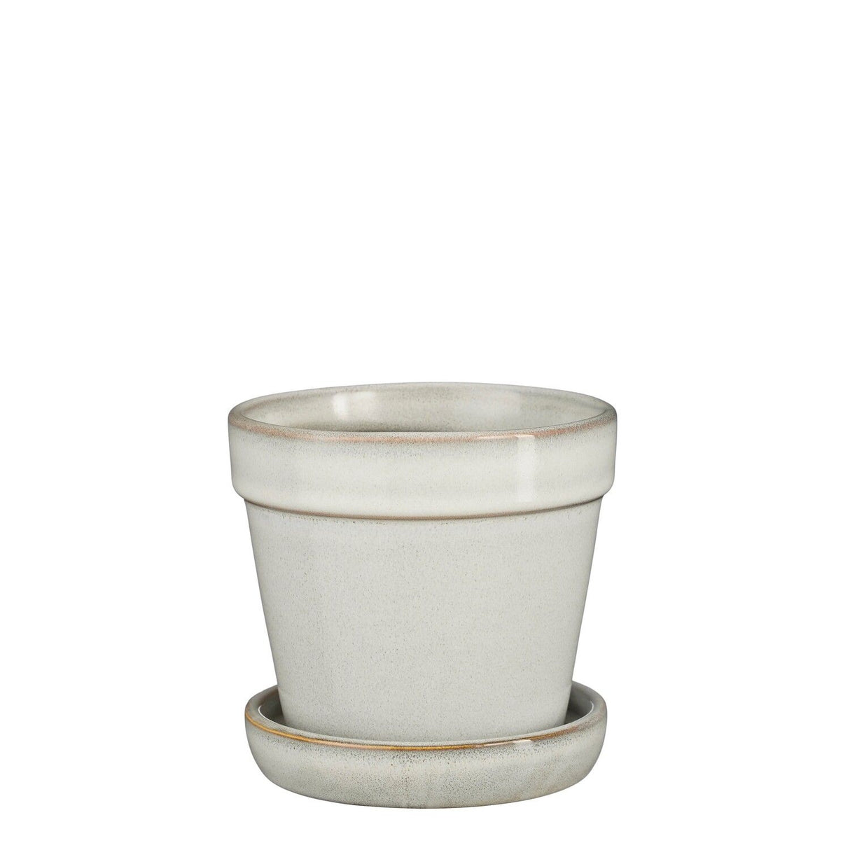 Mica Decorations 11cm Off White Clint Glazed Pot with Saucer