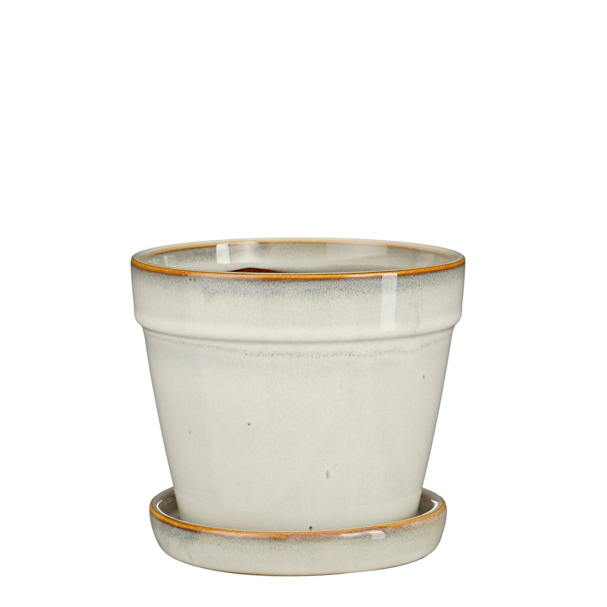 Mica Decorations 13cm Off White Clint Glazed Pot with Saucer