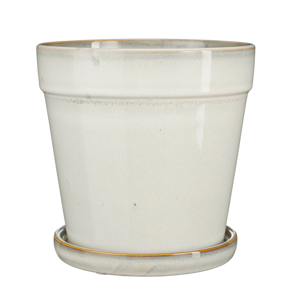Mica Decorations 20cm Off White Clint Glazed Pot with Saucer - 1163920