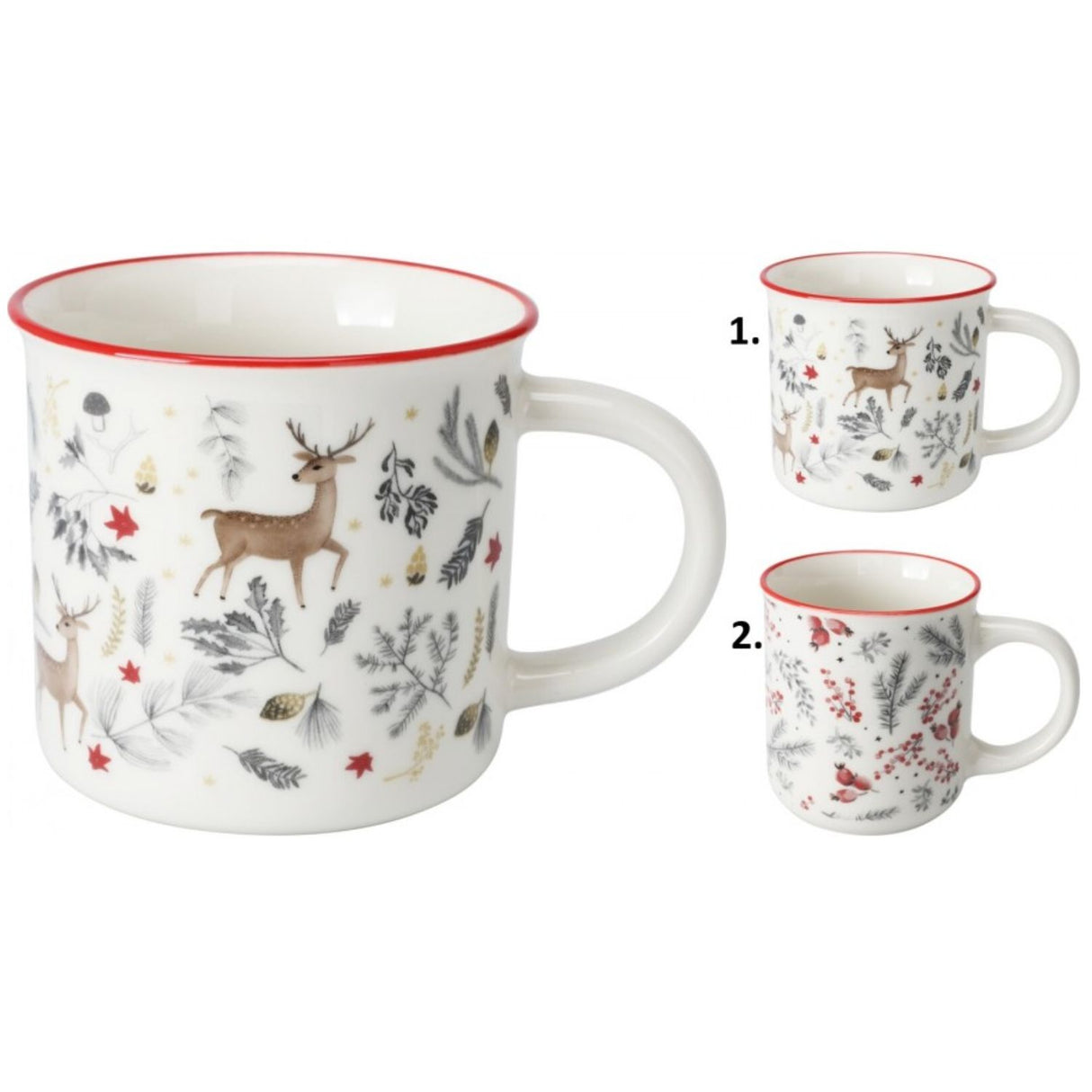 Koopman 400ml New Bone Porcelain Woodland Mug (Choice of 2)