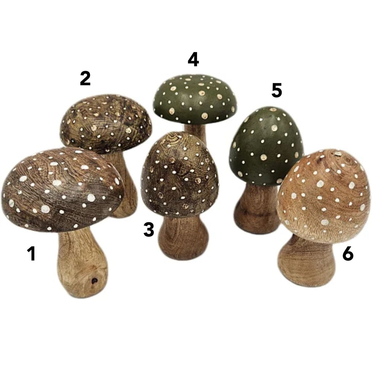 Koopman 15cm Wooden Mushroom Ornament (Choice of 6)