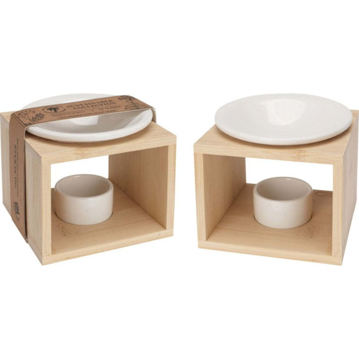 Koopman 11cm Wooden & Ceramic Oil Burner