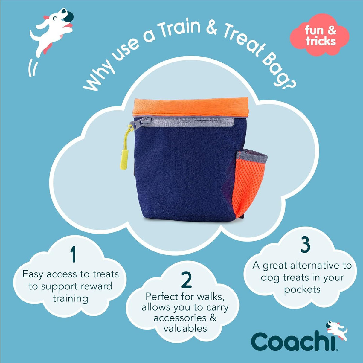 Coachi Navy & Coral Train & Treat Bag