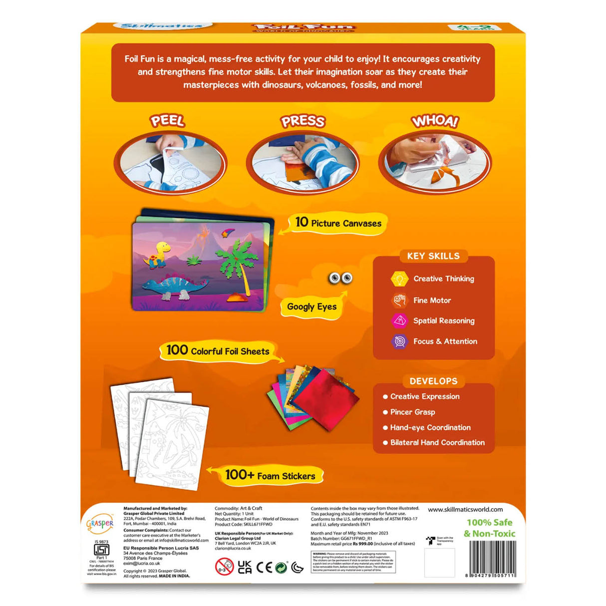Skillmatics Foil Fun: World of Dinosaurs No Mess Art Kit (Ages 4-9)