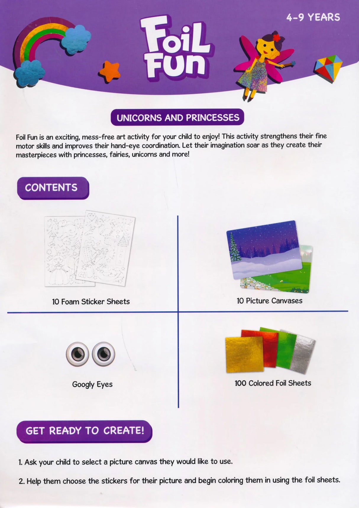 Skillmatics Foil Fun: Unicorn & Princesses No Mess Art Kit (Ages 4-9)