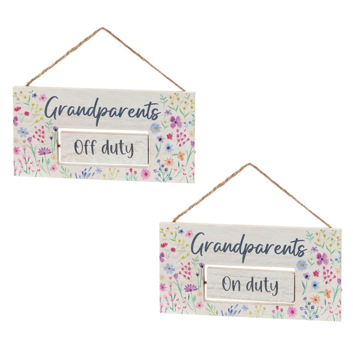Richard Langs Floral Grandparent On/Off Duty Spin Wooden Plaque - 8FD102