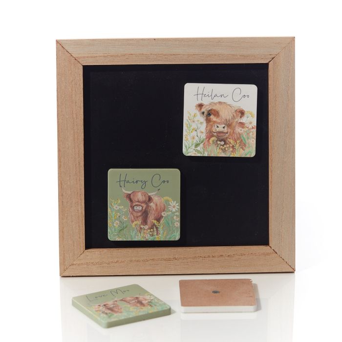 Richard Langs Wooden Highland Cow Floral Magnet (Choice of 4)