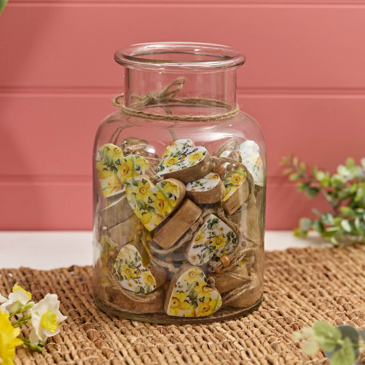 Richard Langs Mango Wood Floral Enamel Heart Hanging Decoration - 8MG240