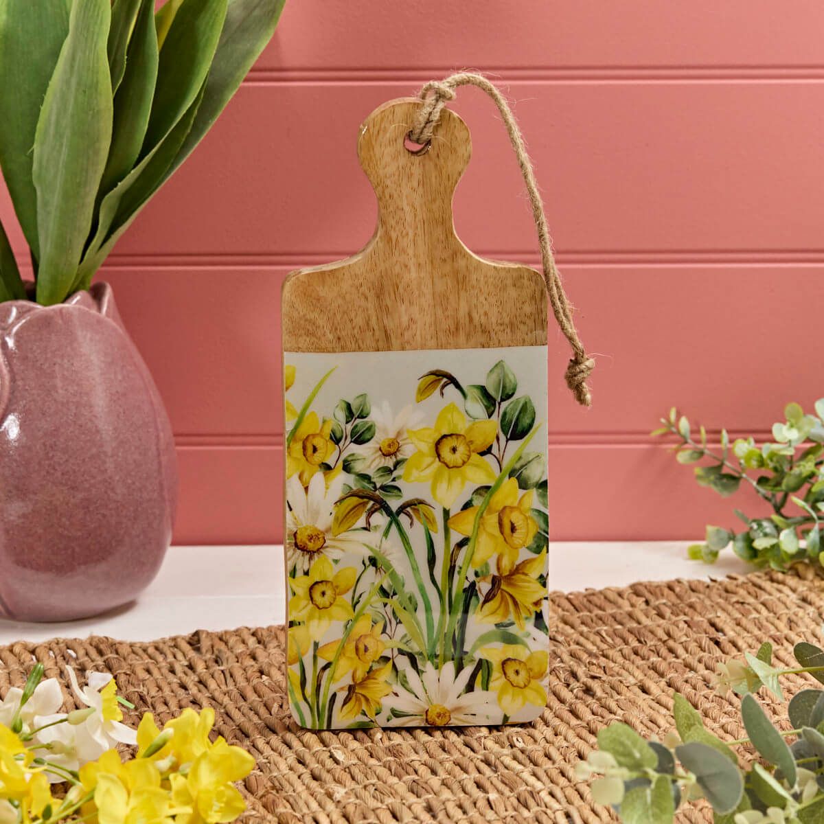 Richard Langs Mango Wood Enamel Floral Trivet - 8MG242