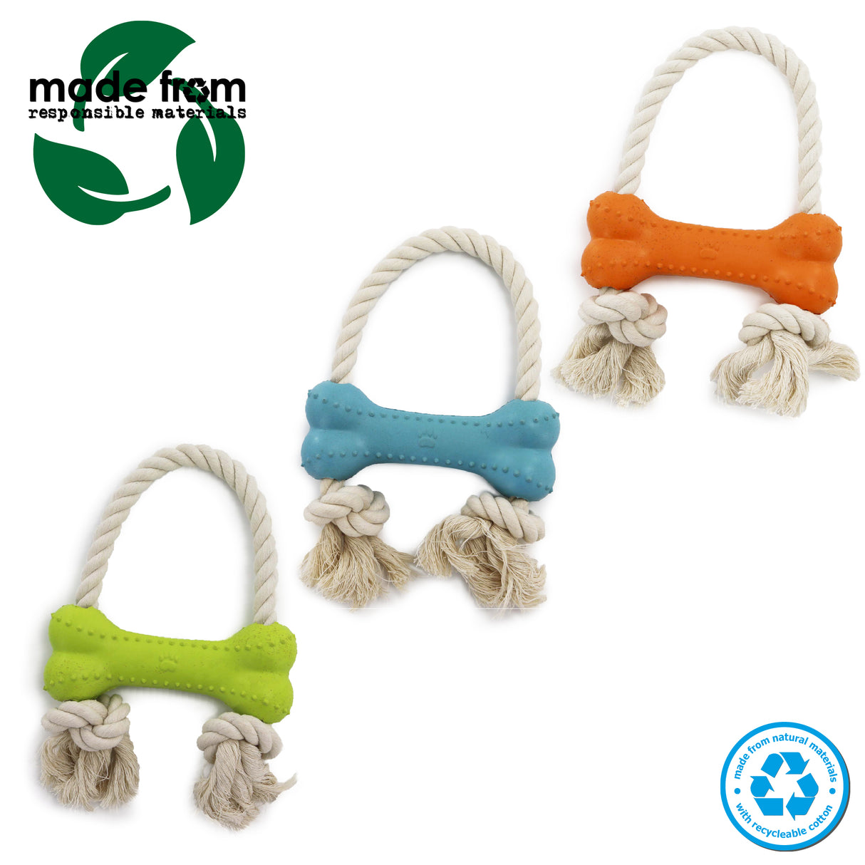 Ancol Eco-Friendly Rice Husk and Cotton Rope Dog Toy (Choice of 3)