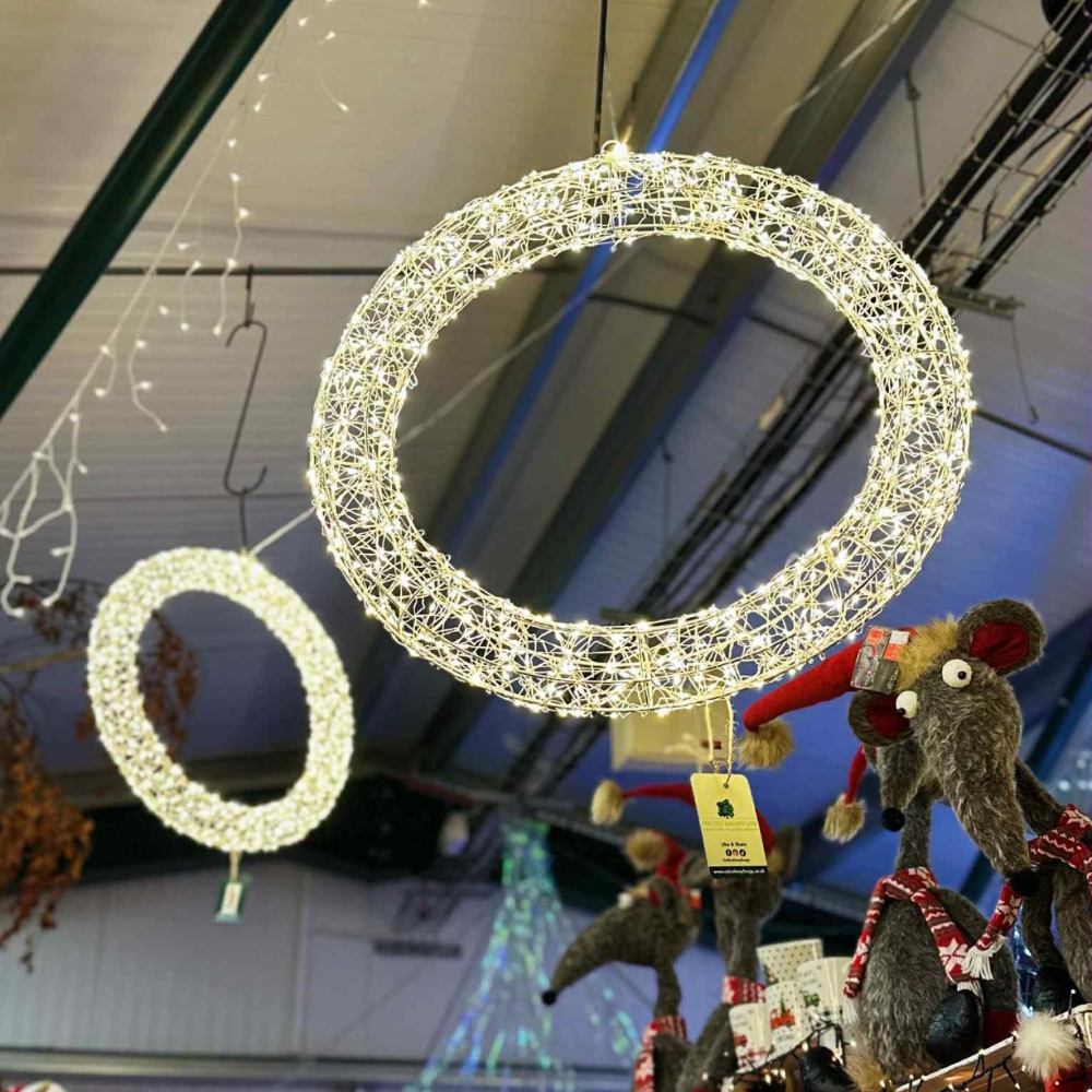 Lumineo 116cm 1800 LED Warm White Lit Metal Wreath Decoration