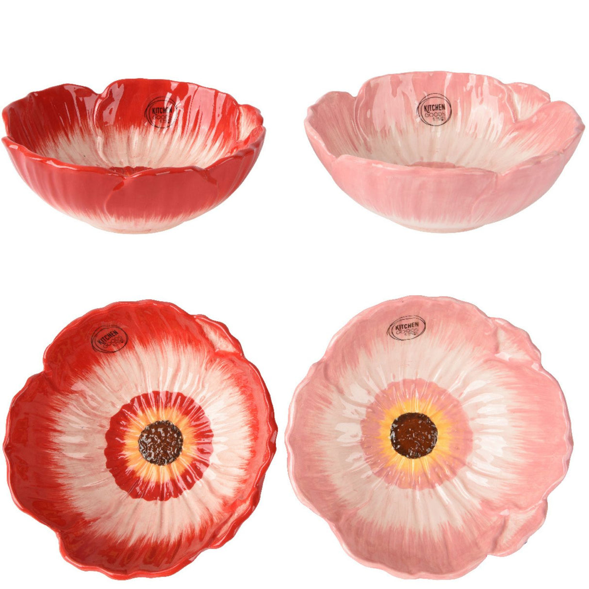 Kaemingk 16cm Bowl Dolomite Poppy Shiny Poppy (choice of 2)