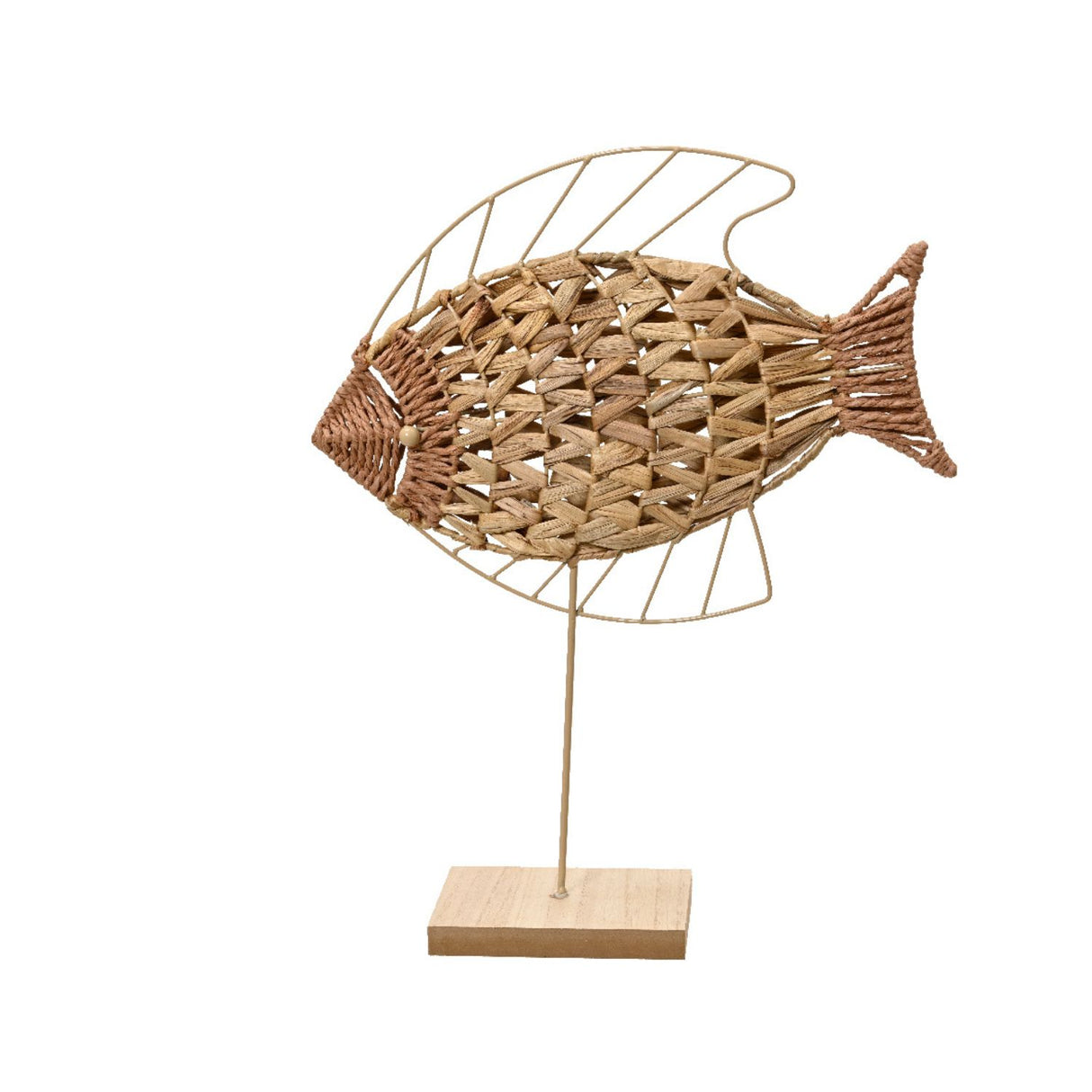 Kaemingk 46cm Paperrope Rattan Fish with Sustainable Wood