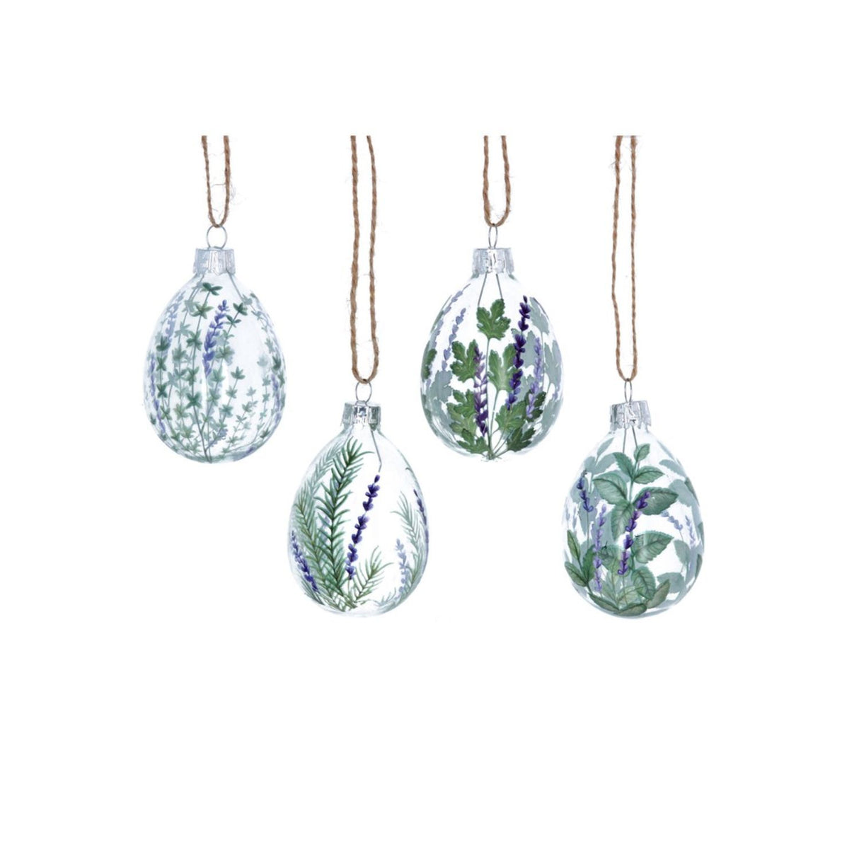 Gisela Graham 8cm Herbs & Lavender Glass Hanging Decoration (Choice of 4)