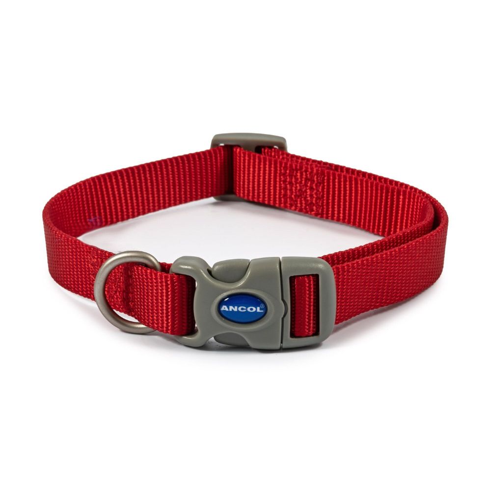 Ancol Red Nylon Adjustable Dog Collar - Medium