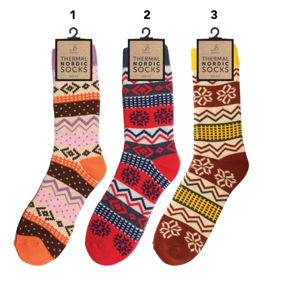 Bartleby Ladies Nordic Thermal Socks - (Choice of 3) - 4/8