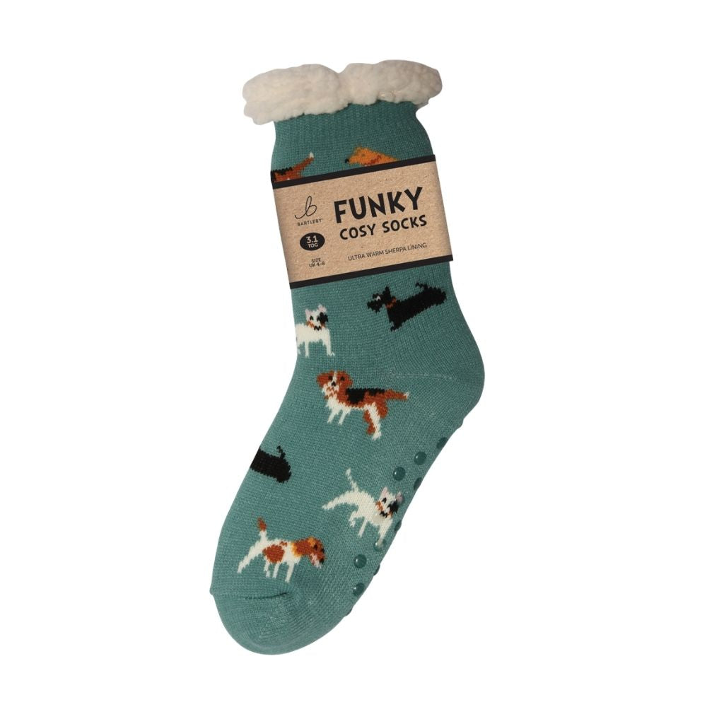Bartleby Ladies Sherpa Socks - Doggy Divas - Teal - 4/8