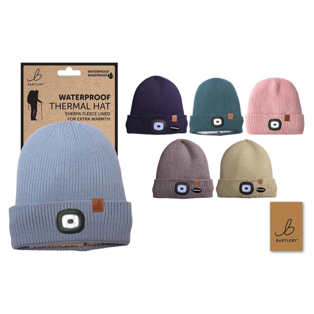 Bartleby Unisex Waterproof Hat with Light - (Choice of 6)