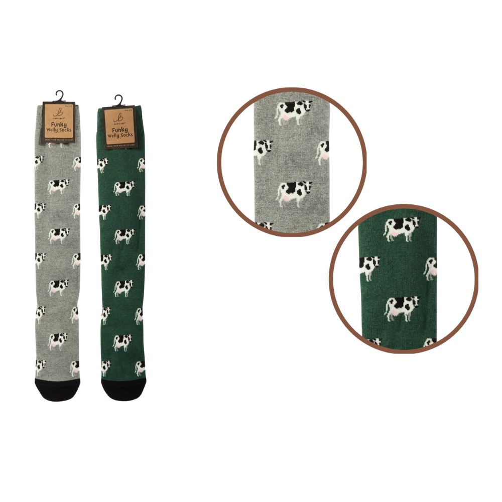 Bartleby Standing Cow Mens Funky Welly Socks - (Choice of 2) - 6/11