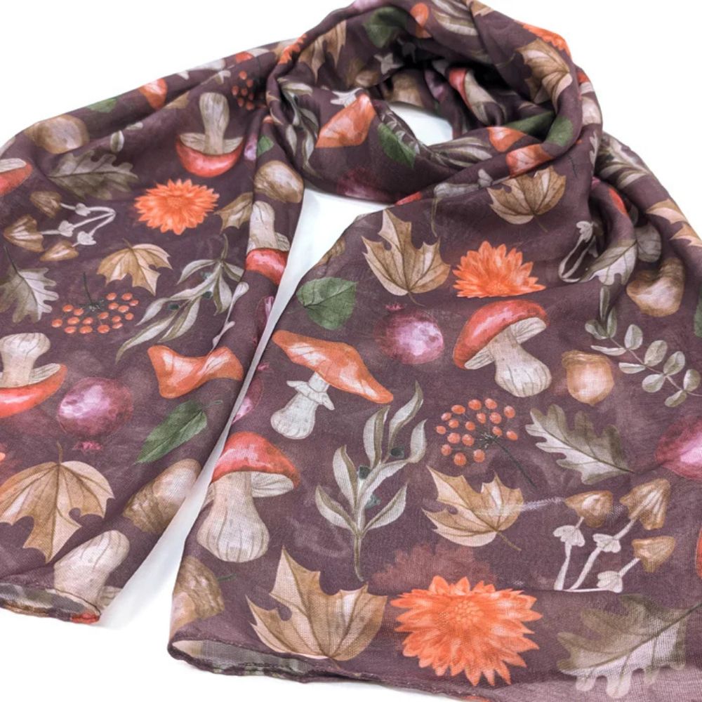 Black Ginger Aubergine Mushroom Scarf - Purple
