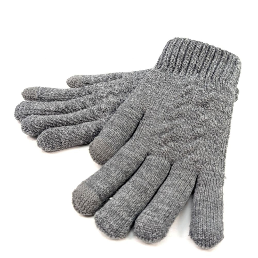 Black Ginger Mens Knitted Gloves - Grey