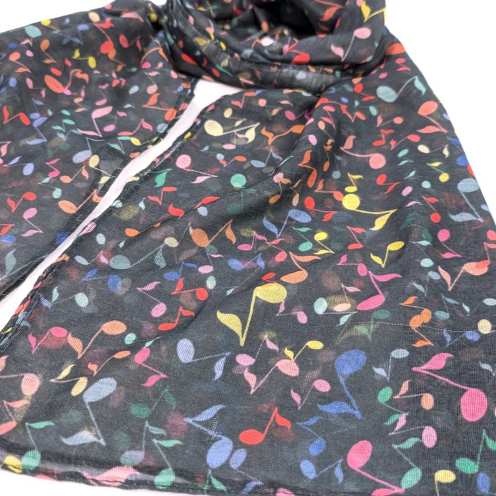 Black Ginger Musical Notes Scarf - Mult-Coloured