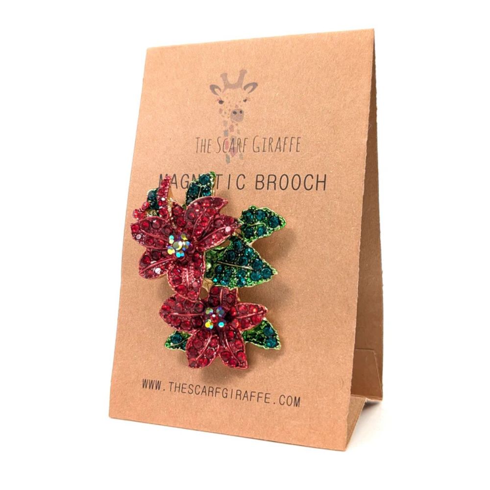 Black Ginger Pure Poinsettia Magnetic Brooch
