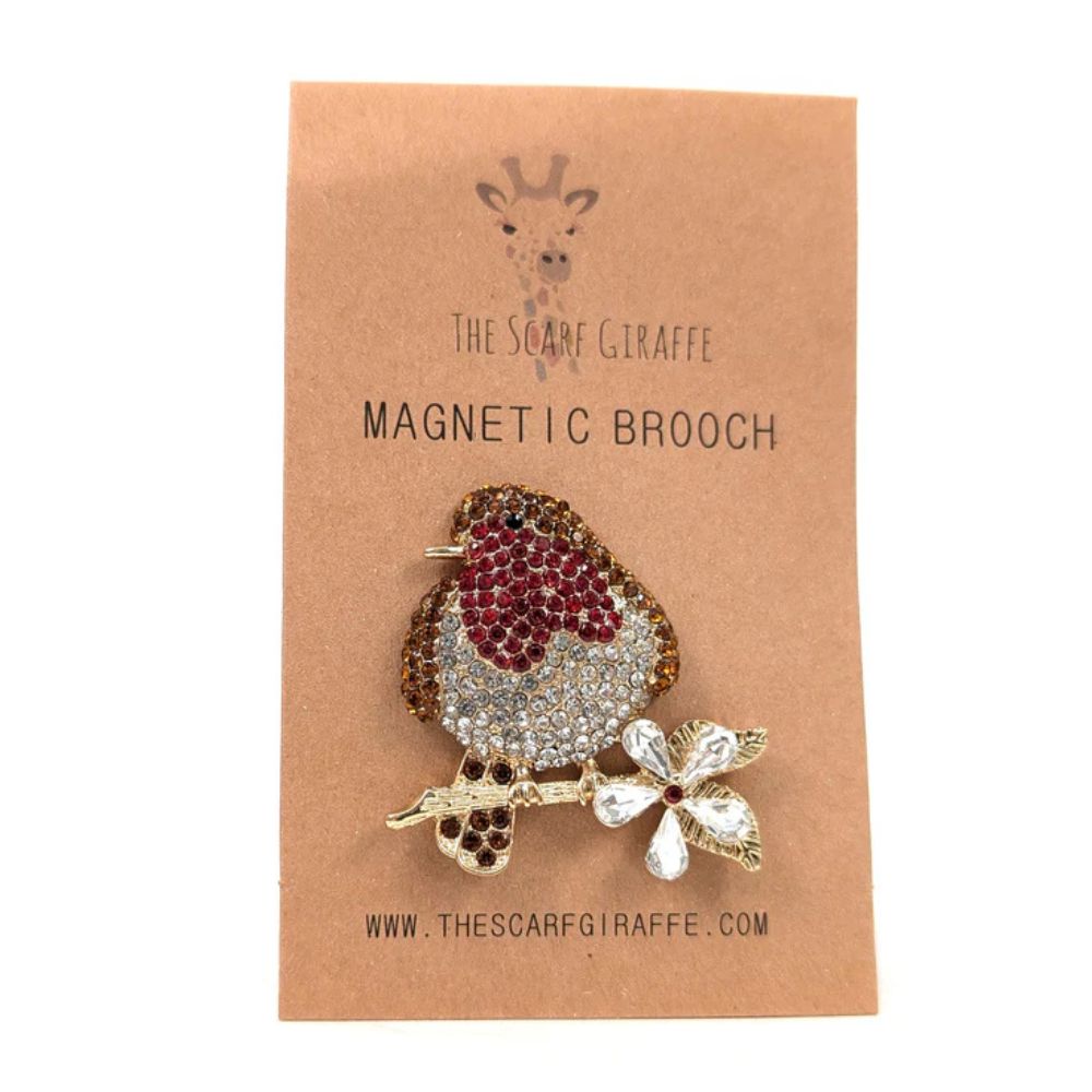 Black Ginger Regal Robin Magnetic Brooch