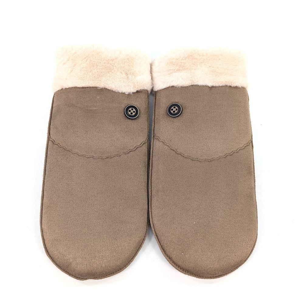 Black Ginger Sheepskin Mittens - Latte
