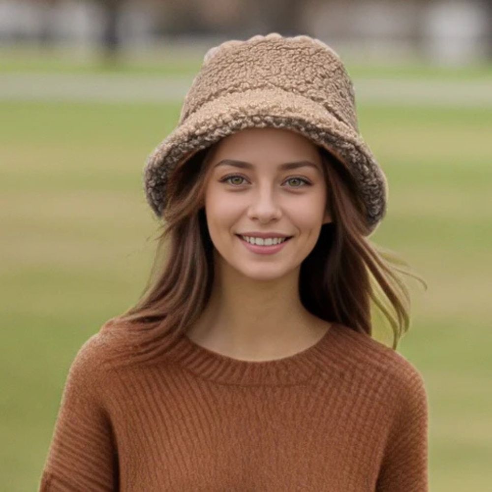 Black Ginger Teddy Bear Sparkling Bucket Hat - Mink