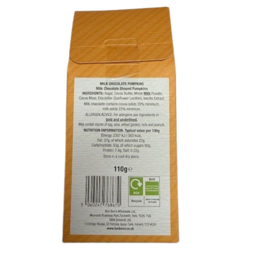 Bon Bon's 110g Chocolate Pumpkin Carton