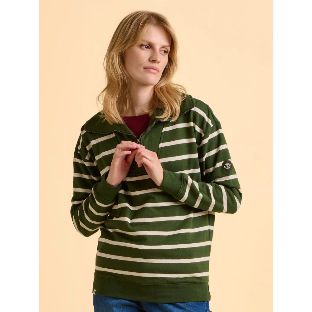 Brakeburn Charmouth Quarter Zip Sweatshirt - Green