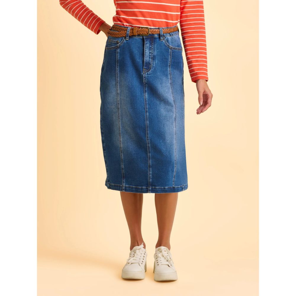 Brakeburn Nicola Long Denim Skirt - Blue