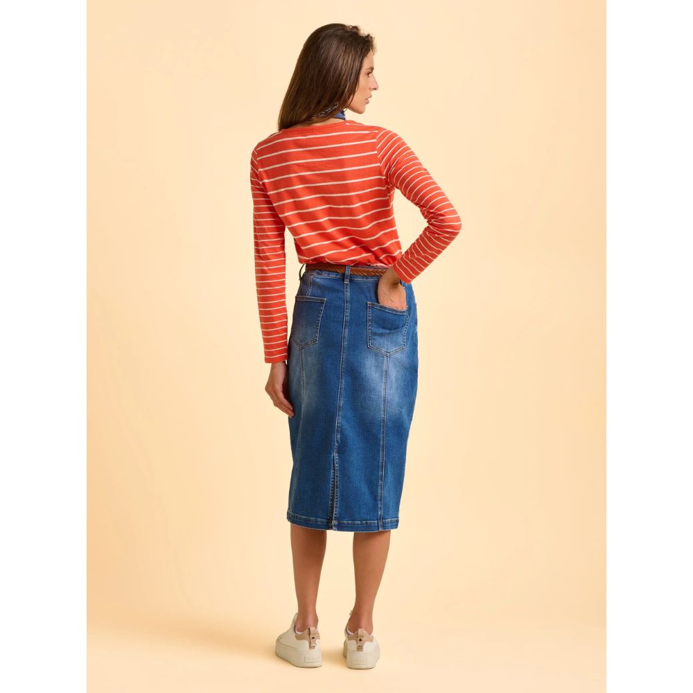 Brakeburn Nicola Long Denim Skirt - Blue