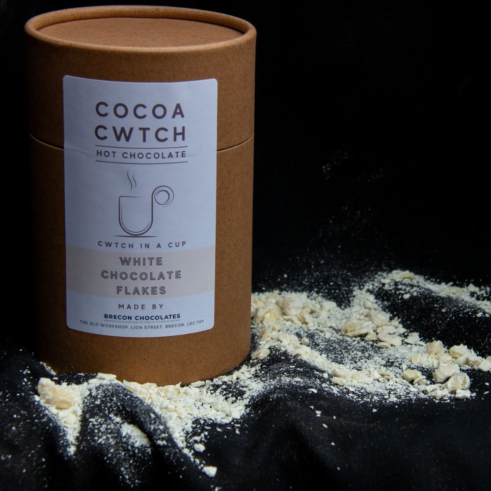 Brecon Chocolate 250g Cocoa Cwtch White Hot Chocolate Flakes