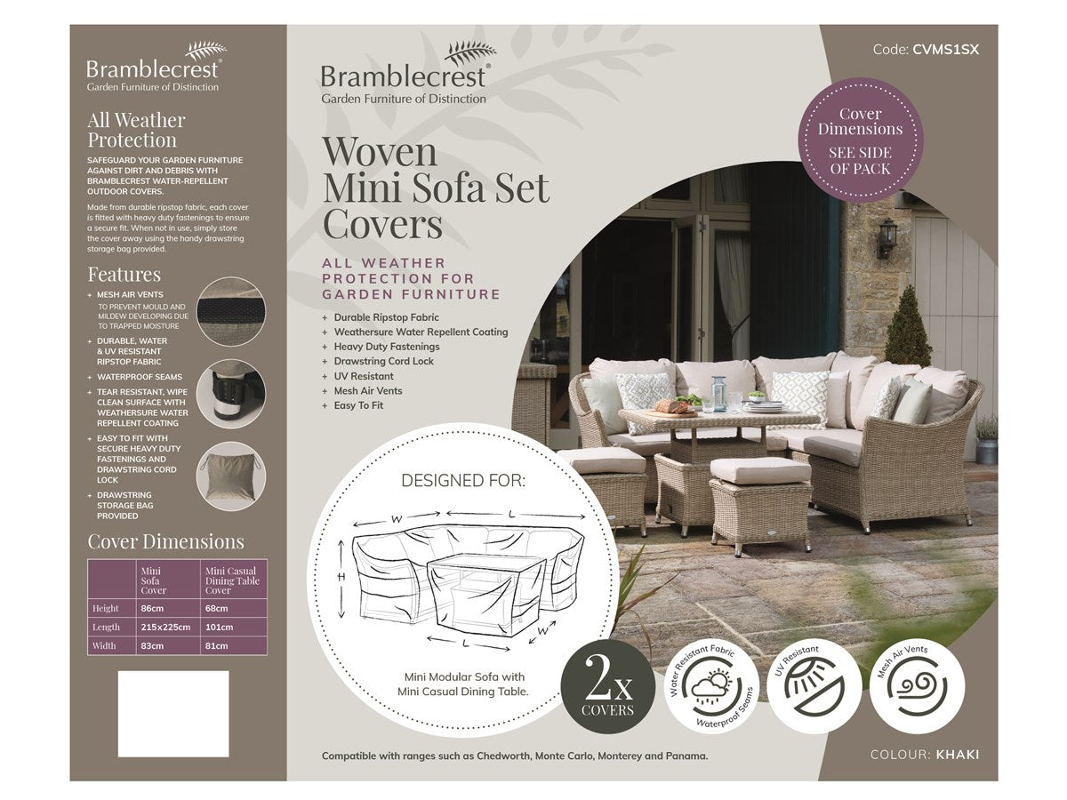Bramblecrest Khaki Woven Mini Sofa Set Covers