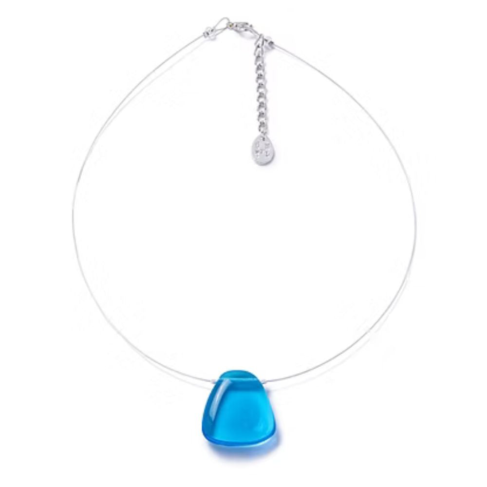 Carrie Elspeth Azure Blue Glass Pendant Necklace