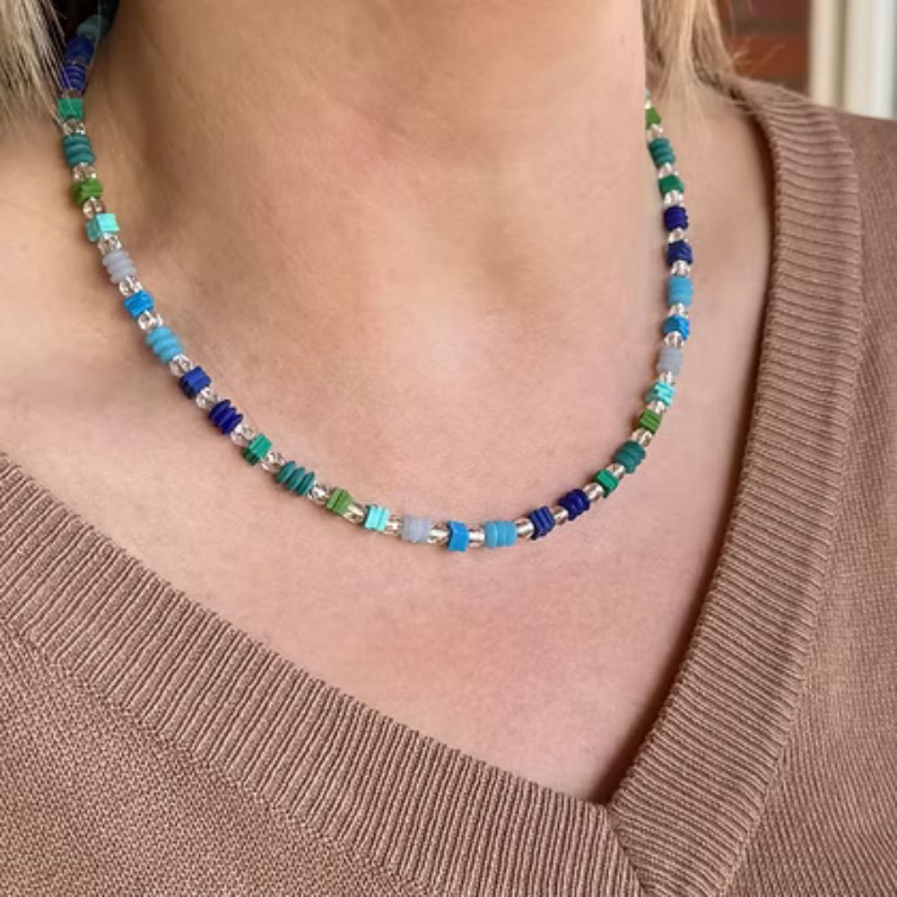 Carrie Elspeth Marine Confetti Beaded Necklace - Trio Full
