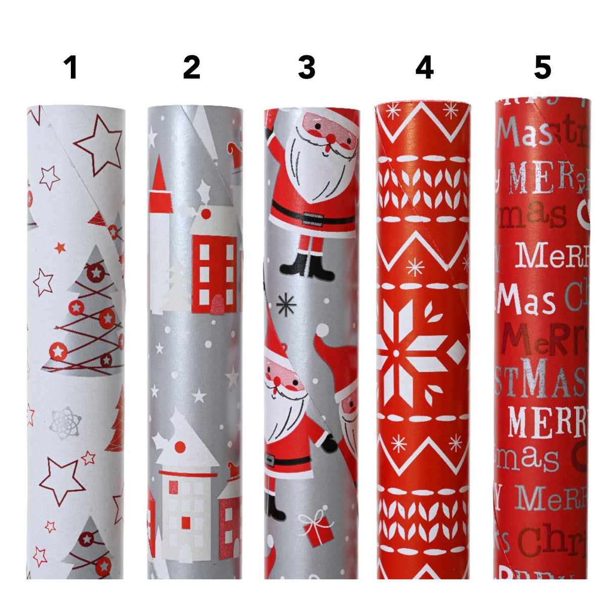 Decoris 200cm Silver/Red Christmas Gift Wrapping Paper (Choice of 5)