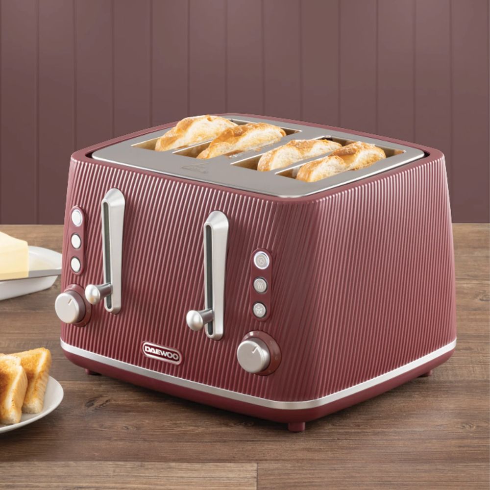 Daewoo Cascade 4 Slice Toaster - Ruby Red