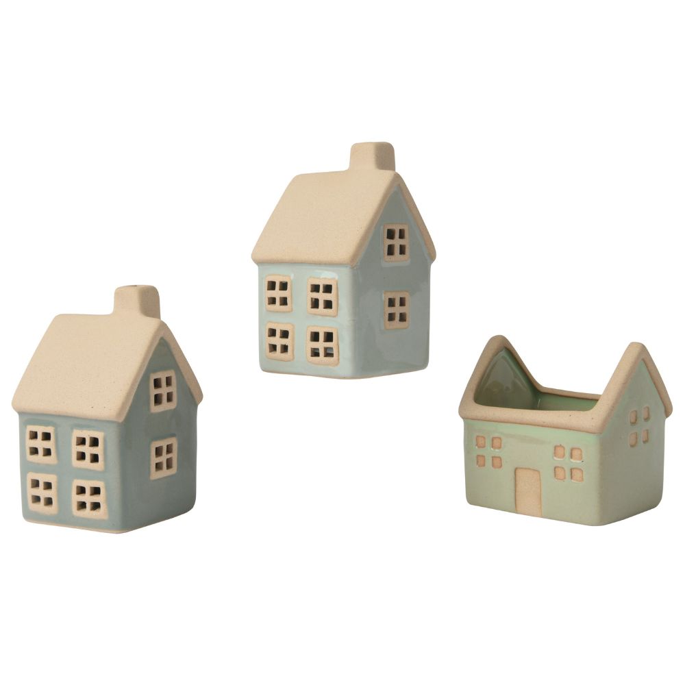 Decoris 10.8cm Stoneware Matte House (Choice of 3)