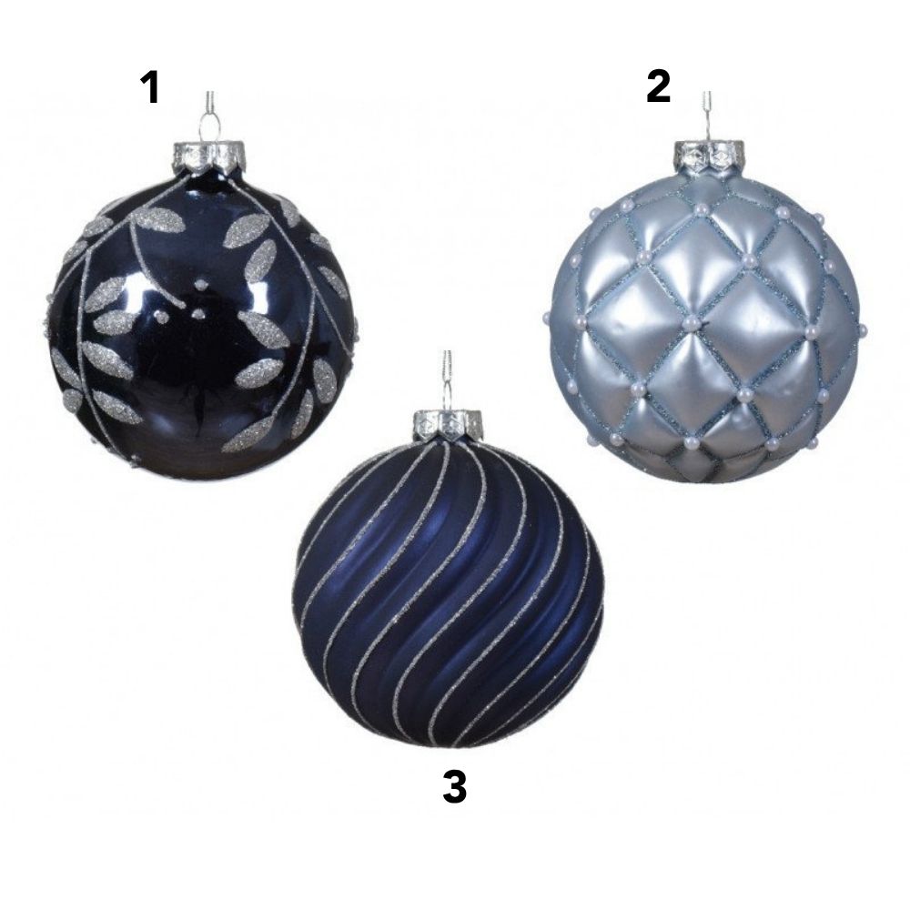 Decoris 10cm Blue Bauble (Choice of 3)