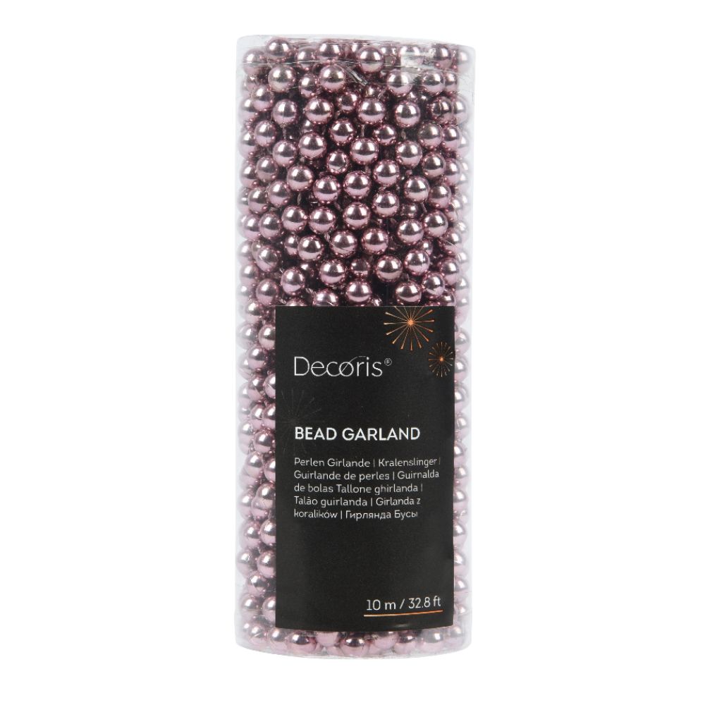 Decoris 10m Shiny Bead Garland - Pink
