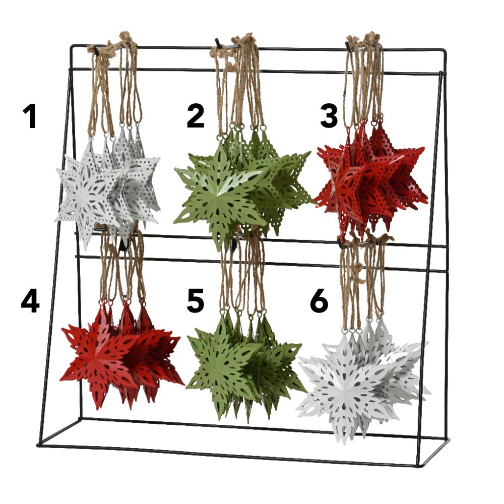 Decoris 11cm Metal Star Hanging Decoration - (Choice of 6)